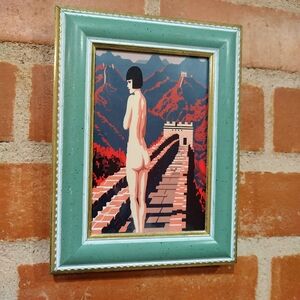 8 Bit Nude Flapper Girl Great Wall Of China framed art print lo-fi Pixel Art